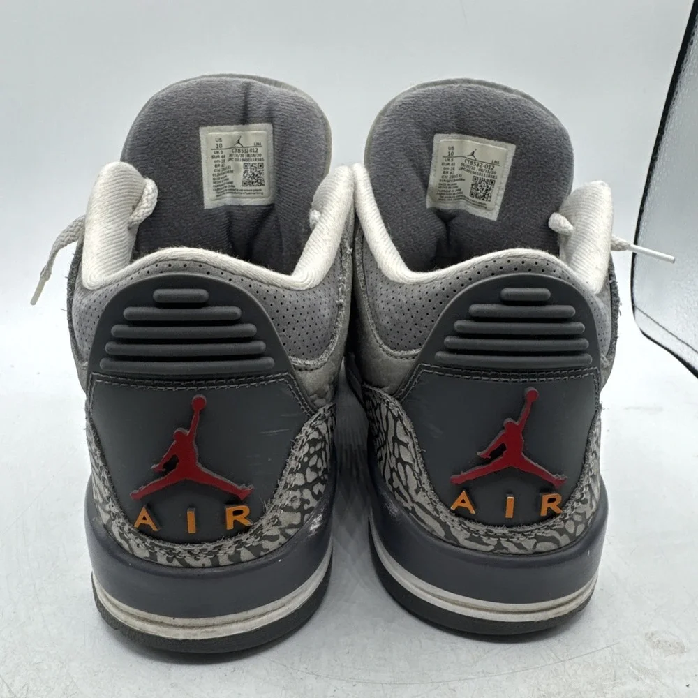 Jordan 3 Retro Cool Gray High Top Athletic Orange Accent Size 10 CT8532-012